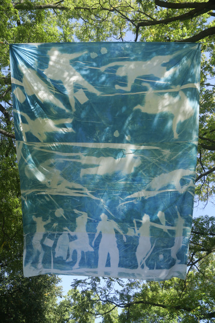 Cyanotype on fabric, part of my solo exhibit/public installation entitled “Guardians,” for the Scotiabank Contact Festival at Allan Gardens, Toronto © Sofia Mesa (2018)