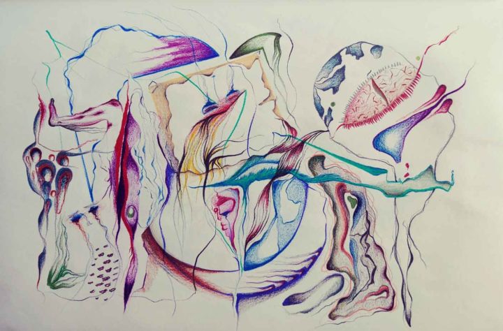 Searching for the other #2 (coloured pencil on paper, 11x16.5") © Gazelle Bastan, 2020