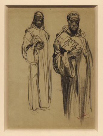 Frantisek (Franz) Kupka (1871-1957). Two Studies of a Robed Monk Carrying a Book