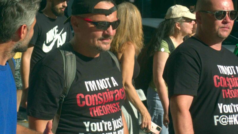 “I’M NOT A Conspiracy THEORIST - You’re just a F@#KIN’ IDIOT” – pre-election march for Maxime Bernier’s People’s Party of Canada on Bloor Street in Toronto, September 18, 2021