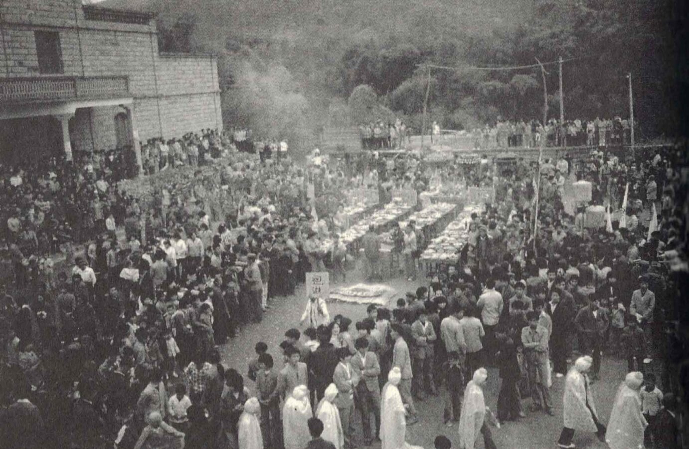 Villagers provide giant tables of offerings to the gods for the procession as it goes by – Photo courtesy of Kenneth Dean