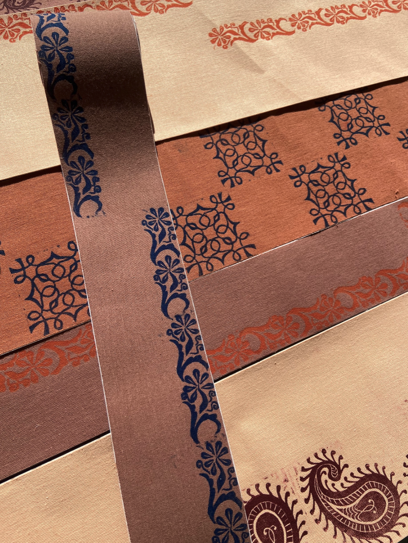 Original designs on trans tape, using traditional Indian blockprinting methods © Sri Theyvi, 2026